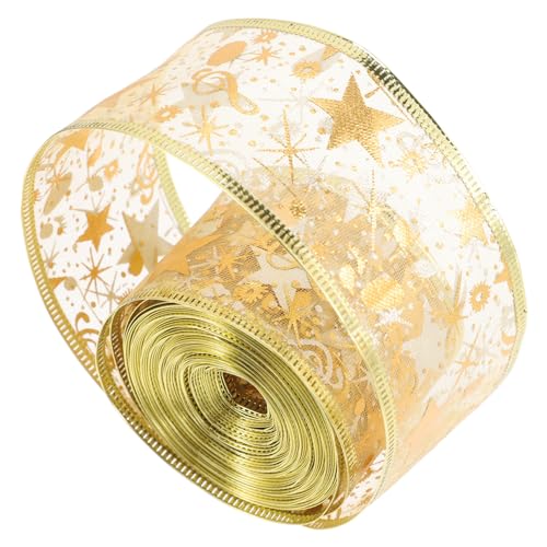 OSALADI Weihnachtsband Goldfarben Doppellagiges Festliches Geschenkband mit Weihnachtsbaum Dekor DIY Schleife für Geschenkverpackung Partydekoration und Christbaumschmuck OSALADI Weihnachtsband Goldfarben Doppellagiges Festliches Geschenkband mit Weihnachtsbaum Dekor DIY Schleife für Geschenkverpackung Partydekoration und Christbaumschmuck von OSALADI