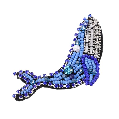 OSALADI Whale Pattern Beaded Applique Patch mit Strass und Perlen Leichter DIY Aufnäher zum Aufnähen für Anfänger Langlebiges Stoffzubehör zur Kleidung Dekoration von Pullovern und Westen von OSALADI