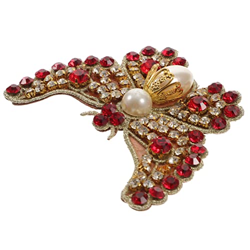 Schmetterling Strass Applikation Patch für Kleidung Rote Blumenform Selbstklebend für Diy Projekte Schuhe Kleider und Accessoires von OSALADI
