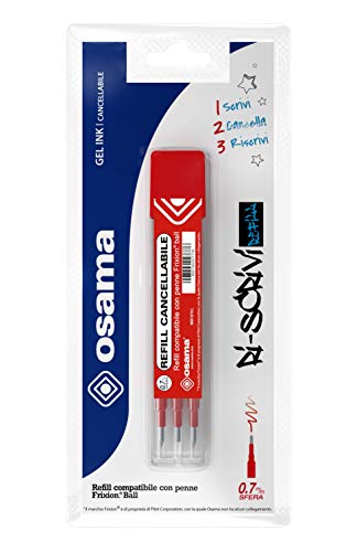 OSAMA - Radierbarer Kugelschreiber für Kugelschreiber, 3-Teiliges 0.7 mm, Gelstift-Mine Gelstifte Kompatibel mit Frixion Stift, Minen für Bürobedarf, Schule und Briefpapier, Rot von OSAMA