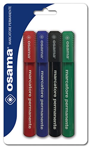 Osama, 4er Set Permanentmarker mit Rundspitze - in Schwarz, Blau, Rot und Grün von OSAMA