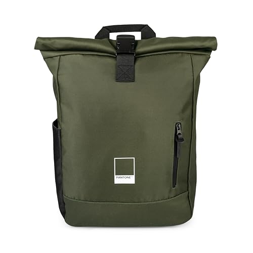 PANTONE™ Urban – Rucksack Damen und Herren, Rucksack Schule Rucksack Wasserdicht Polyester, Wanderrucksack Reiserucksack 22L 64x30x13 Ausgerollt, Rolltop Rucksack Taschen Gepolsterter Laptop-Rucksäcke von OSAMA