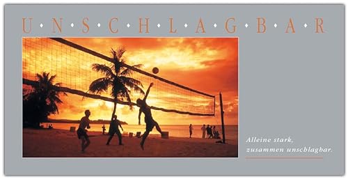 Grußkartenset mit 10 besonderen Klappkarten und 10 hochwertigen Umschlägen. Thema Sport und Motivation. Unschlagbar - Beachvolleyball von OSB Sport begeistert