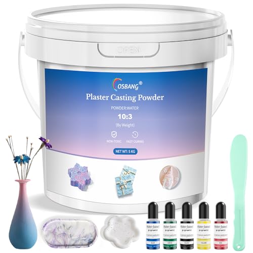 OSBANG Gipsgießpulver, 5000 g, wasseraktiviertes, schnell aushärtendes Gipsgießpulver, 20–30 Minuten, Anfängerfreundliches Gießpulver-Set für Harzformen, Handwerk und DIY-Kunst von OSBANG