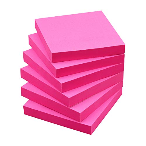 Haftnotizen 3 x 3 Haftnotizen in 6 hellen Farben, einfach zu verfassen für Büro, Schule, Zuhause, 6 Blöcke/Packung, 100 Blatt/Block (rot) von OSBOO