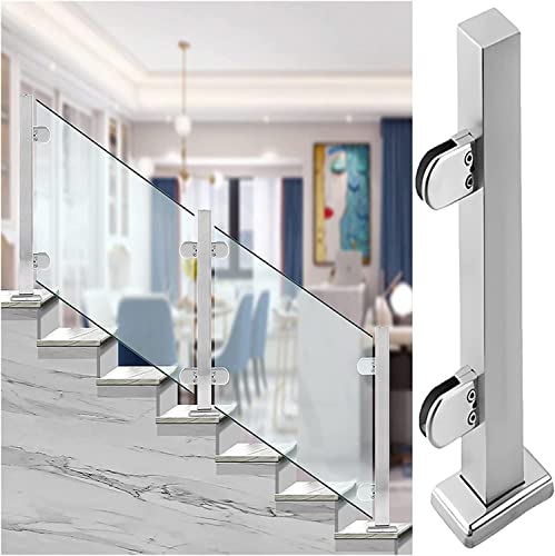 Glaszaunpfosten winddichter Innentreppenverbinder Glasgeländerpfosten - für Balkon/Korridor/Deck/Pool, quadratische Edelstahl Zaunpaneele Klemmen - von OSCCAR