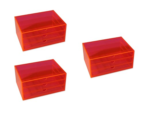 OSCO Kommode aus Acryl, 3 Schubladen, mittelgroß, 3 Stück, A5, Aufbewahrung von Nadeln, Schmuck, Büroklammern, Buntstifte, Stifte, kleine Schreibwaren, H 11 x B 23 x T 17 cm OSCO Kommode aus Acryl, 3 Schubladen, mittelgroß, 3 Stück, A5, Aufbewahrung von Nadeln, Schmuck, Büroklammern, Buntstifte, Stifte, kleine Schreibwaren, H 11 x B 23 x T 17 cm von OSCO