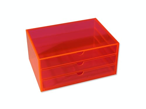 OSCO Mittelgroße Neon-Acryl-Kommode mit 3 Schubladen, A5, Aufbewahrung für Nadeln, Schmuck, Büroklammern, Buntstifte, Stifte, kleine Schreibwaren, H 11 x B 23 x T 17 cm OSCO Mittelgroße Neon-Acryl-Kommode mit 3 Schubladen, A5, Aufbewahrung für Nadeln, Schmuck, Büroklammern, Buntstifte, Stifte, kleine Schreibwaren, H 11 x B 23 x T 17 cm von OSCO