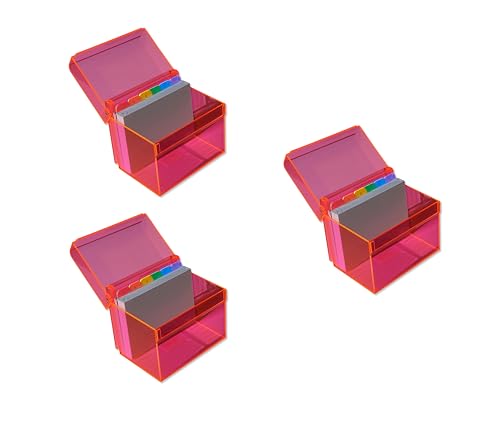 OSCO Register aus Neon-Acryl, regulär, 3 Stück, Trennblätter von A bis Z, 100 linierte Notizblätter im Lieferumfang enthalten (15,2 x 10,2 cm), linierte Revisionskarten, Rezeptnotizen, Abheften von von OSCO
