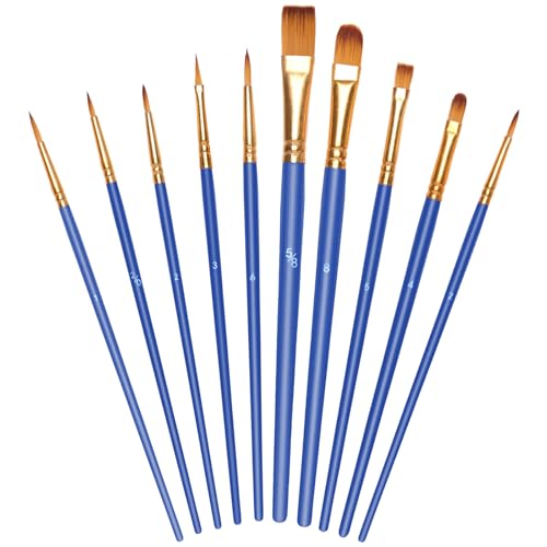 OSDUE 10 Stück Pinsel Set, Nylon Künstlerpinsel Hochwertige Premium Acrylfarben Pinselset für Aquarell Ölgemälde Malerei Ölfarben Brush Set für Anfänge Künstler Erwachsene und Kinder, Blau OSDUE 10 Stück Pinsel Set, Nylon Künstlerpinsel Hochwertige Premium Acrylfarben Pinselset für Aquarell Ölgemälde Malerei Ölfarben Brush Set für Anfänge Künstler Erwachsene und Kinder, Blau von OSDUE