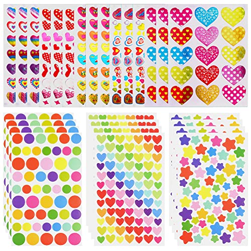 OSDUE 1800+ Stück Aufkleber für Kinder, Sternaufkleber, Herzaufkleber, Farbaufkleber, Belohnungssticker für Kinder, für Belohnungen, Scrapbooking, Hochzeit, Geschenke, DIY, Valentinstag (27 Blätter) OSDUE 1800+ Stück Aufkleber für Kinder, Sternaufkleber, Herzaufkleber, Farbaufkleber, Belohnungssticker für Kinder, für Belohnungen, Scrapbooking, Hochzeit, Geschenke, DIY, Valentinstag (27 Blätter) von OSDUE