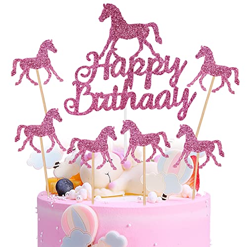 OSDUE 25 Stück Rosa Pony Tortendeko Geburtstag Mädchen, Glitzer Pony Torten Deko, Tiere Theme Kuchendekoration, für Mädchen Party Geburtstag Party Kuchen Dekoration Supplies OSDUE 25 Stück Rosa Pony Tortendeko Geburtstag Mädchen, Glitzer Pony Torten Deko, Tiere Theme Kuchendekoration, für Mädchen Party Geburtstag Party Kuchen Dekoration Supplies von OSDUE