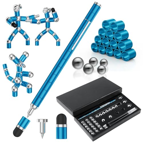 OSDUE Fidget Pen, Magnetischer Kugelschreiber Magnet Stift Stressabbau Druckkugelschreiber Lustig Multifunktions Magnetstift Coole Sachen für Teenager Mädchen Junge Geschenke (Blau) von OSDUE