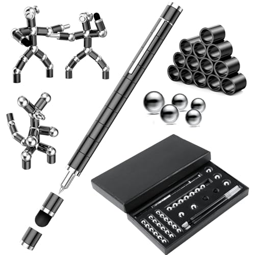 OSDUE Fidget Pen, Magnetischer Kugelschreiber Magnet Stift Stressabbau Druckkugelschreiber Lustig Multifunktions Magnetstift Coole Sachen für Teenager Mädchen Junge Geschenke (Schwarz) von OSDUE