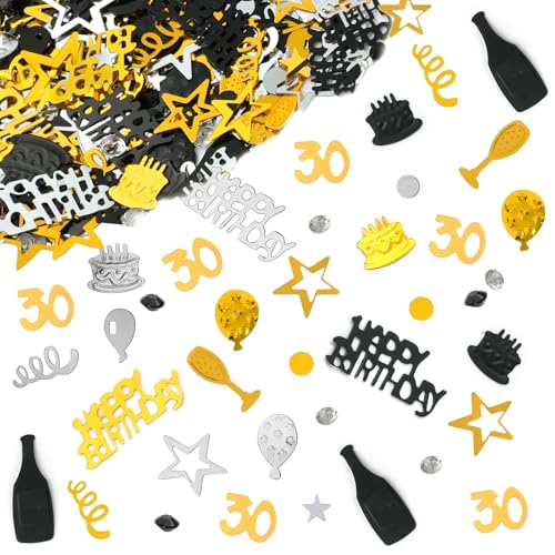 OSDUE Konfetti 30 Geburtstag Deko, Schwarz Gold für 30 Geburtstag, Jubiläum Party Supplies, Tischdeko, Konfetti Streudeko Schwarz OSDUE Konfetti 30 Geburtstag Deko, Schwarz Gold für 30 Geburtstag, Jubiläum Party Supplies, Tischdeko, Konfetti Streudeko Schwarz von OSDUE