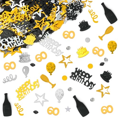 OSDUE Konfetti 60 Geburtstag Deko, Schwarz Gold für 60 Geburtstag, Jubiläum Party Supplies, Tischdeko, Konfetti Streudeko Schwarz OSDUE Konfetti 60 Geburtstag Deko, Schwarz Gold für 60 Geburtstag, Jubiläum Party Supplies, Tischdeko, Konfetti Streudeko Schwarz von OSDUE