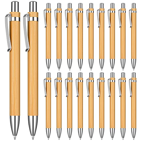 OSDUE Kugelschreiber Set, 20 Stück Bambus Kugelschreiber, Hochwertiger Bambus Kugelschreiber, Holzkugelschreiber für Schreiben, Journaling, Schule, Bürobedarf, Abschlussgeschenk von OSDUE