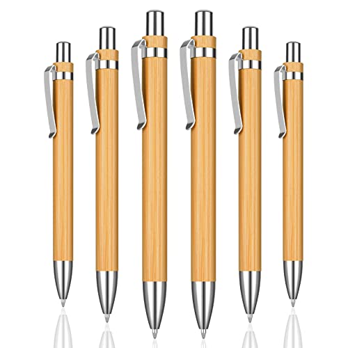 OSDUE Kugelschreiber Set, 6 Stück Bambus Kugelschreiber, Hochwertiger Bambus Kugelschreiber, Holzkugelschreiber für Schreiben, Journaling, Schule, Bürobedarf, Abschlussgeschenk von OSDUE