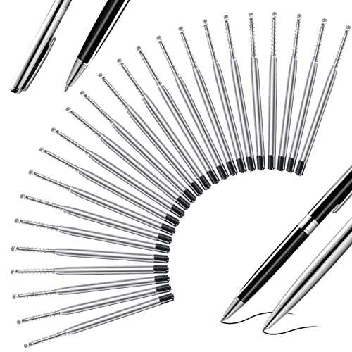 OSDUE 24 x Kugelschreiberminen G2-Format, Austauschbare Kugelschreiber Minen, Mine aus Metall, Metallkugelschreiberminen für Pelikan, Faber-Castell etc, Schul- und Bürobedarf (Schwarz) von OSDUE