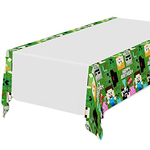 OSDUE Pixelspiel Tischdecken, Geburtstag Tischdecke, Wasserdicht Plastik Tischdecke, für Kinder Mädchen Jungen Babyparty Party Dekorationen (130 x 220CM) von OSDUE