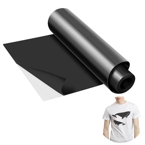 OSDUE Transferfolie Plotter für Plotterfolie, 30,5 x 152 cm Permanentes Plotterfolie Vinyl, Selbstklebende Folie for Silhouette Cameo, Transferfolie für Textilien, DIY T-Shirts, Becher (Schwarz) von OSDUE