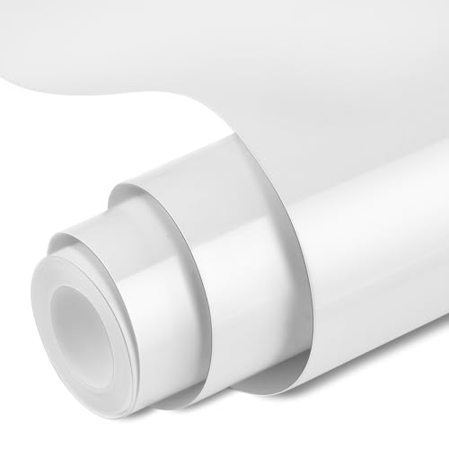 OSDUE Transferfolie Plotter für Plotterfolie, 30,5 x 305 cm Permanentes Plotterfolie Vinyl, Selbstklebende Folie for Silhouette Cameo, Transferfolie für Textilien, DIY T-Shirts, Becher (Weiß) von OSDUE