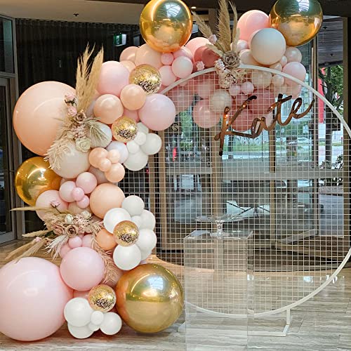 Rosa Ballon Girlande, Vcumter Luftballon Girlande Set mit Rosa Weiß Orange 4D Metallic Luftballons Gold Konfetti Latex Ballonbogen für Mädchen Babyparty Deko Frauen Geburtstag Hochzeit Party Mehrweg von Vcumter