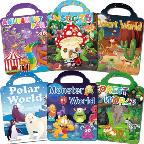 OSIMIG 6 Set Wiederverwendbare Stickerbücher, 340+ 3D Puffy Sticker Kinder, Immer Wieder Stickerbuch Wiederverwendbar inklusive Monsterwelt, Insekten, Wald, Wüste, Polarwelt, Freizeitpark OSIMIG 6 Set Wiederverwendbare Stickerbücher, 340+ 3D Puffy Sticker Kinder, Immer Wieder Stickerbuch Wiederverwendbar inklusive Monsterwelt, Insekten, Wald, Wüste, Polarwelt, Freizeitpark von OSIMIG