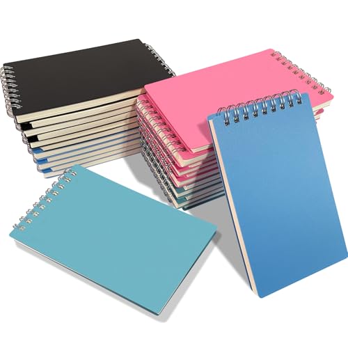 OSIMIG Kleine Notizbücher mit Spiralbindung, 8,9 x 14 cm, 4 farbige 60 Blatt/120 Seiten (80 g/m²), Mini-Notizblöcke mit linierten Seiten für Auflistung, Planung, Notizen, 24 Packungen von OSIMIG