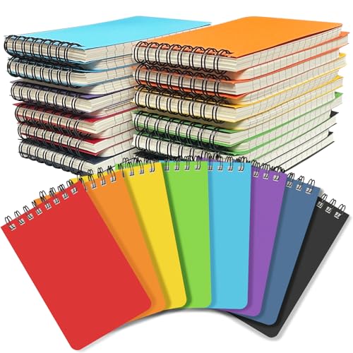 OSIMIG Mini-Notizbücher mit Spiralbindung, 7,6 x 12,7 cm, 6 farbige 60 Blatt/120 Seiten (80 g/m²), kleine Notizblöcke mit linierten Seiten für Auflistung, Planung, Notizen, 24 Packungen von OSIMIG