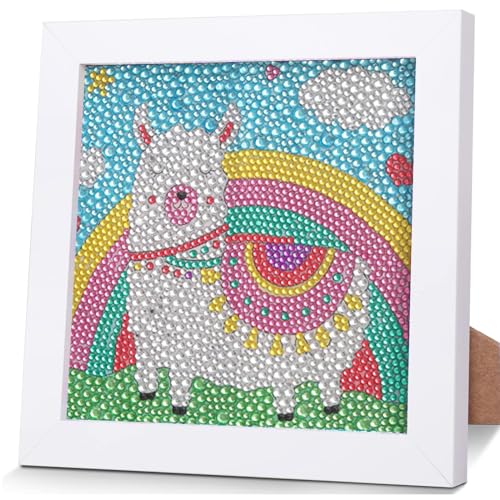 OSLEY Diamond Painting Kinder Set, 5D DIY Cartoon Diamant Painting Bilder, 15x15cm Leinwand und mit 18x18cm Bilderrahmen für Kinder und Mädchen, Erwachsene geeignet von OSLEY