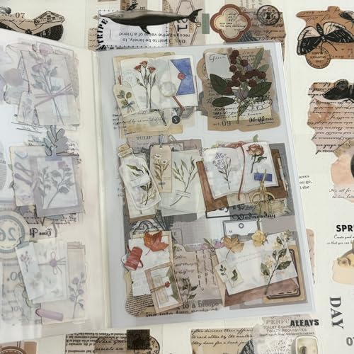 OSLEY Scrapbook Stickers Book, 20 Blatt PET Ästhetische Vintage Scrapbooking Aufkleber für Fotoalbum,Scrapbooking,Bullet Journal Zubehör,Kalendern,DIY Art Notizbuch OSLEY Scrapbook Stickers Book, 20 Blatt PET Ästhetische Vintage Scrapbooking Aufkleber für Fotoalbum,Scrapbooking,Bullet Journal Zubehör,Kalendern,DIY Art Notizbuch von OSLEY
