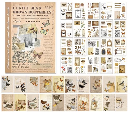 OSLEY Scrapbook Stickers Book, 40 Blatt Washi Ästhetische Vintage Scrapbooking Aufkleber für Fotoalbum,Scrapbooking,Bullet Journal Zubehör,Kalendern,DIY Art Notizbuch OSLEY Scrapbook Stickers Book, 40 Blatt Washi Ästhetische Vintage Scrapbooking Aufkleber für Fotoalbum,Scrapbooking,Bullet Journal Zubehör,Kalendern,DIY Art Notizbuch von OSLEY