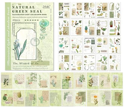 OSLEY Scrapbook Stickers Book, 40 Blatt Washi Ästhetische Vintage Scrapbooking Aufkleber für Fotoalbum,Scrapbooking,Bullet Journal Zubehör,Kalendern,DIY Art Notizbuch OSLEY Scrapbook Stickers Book, 40 Blatt Washi Ästhetische Vintage Scrapbooking Aufkleber für Fotoalbum,Scrapbooking,Bullet Journal Zubehör,Kalendern,DIY Art Notizbuch von OSLEY