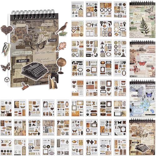 OSLEY Scrapbook Stickers Book, 50 Blatt Washi Ästhetische Vintage Scrapbooking Aufkleber für Fotoalbum,Scrapbooking,Bullet Journal Zubehör,Kalendern,DIY Art Notizbuch OSLEY Scrapbook Stickers Book, 50 Blatt Washi Ästhetische Vintage Scrapbooking Aufkleber für Fotoalbum,Scrapbooking,Bullet Journal Zubehör,Kalendern,DIY Art Notizbuch von OSLEY