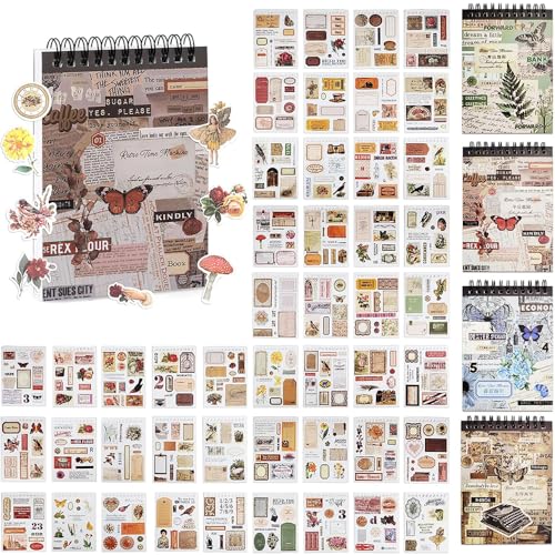 OSLEY Scrapbook Stickers Book, 50 Blatt Washi Ästhetische Vintage Scrapbooking Aufkleber für Fotoalbum,Scrapbooking,Bullet Journal Zubehör,Kalendern,DIY Art Notizbuch OSLEY Scrapbook Stickers Book, 50 Blatt Washi Ästhetische Vintage Scrapbooking Aufkleber für Fotoalbum,Scrapbooking,Bullet Journal Zubehör,Kalendern,DIY Art Notizbuch von OSLEY
