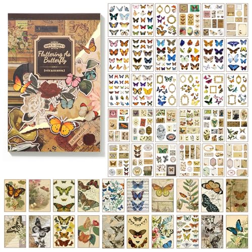 OSLEY Vintage Scrapbook Stickers Book mit 30 Blättern Washi Stickers und 20 Blättern Scrapbook Paper, Vintage Scrapbook Book für Bullet Junk Journal, Scrapbooking Supplies für Erwachsene OSLEY Vintage Scrapbook Stickers Book mit 30 Blättern Washi Stickers und 20 Blättern Scrapbook Paper, Vintage Scrapbook Book für Bullet Junk Journal, Scrapbooking Supplies für Erwachsene von OSLEY