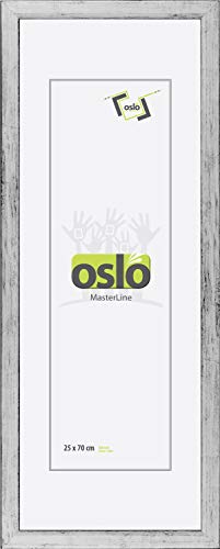 OSLO MasterLine Bilderrahmen 25 x 70 silber Holz Echtglas-Scheibe FSC-Echtholz Panorama-rahmen Collage Poster von OSLO MasterLine