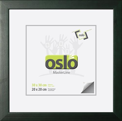 OSLO MasterLine Bilderrahmen 30 x 30 quadratisch dunkel grün Holz Echt-Glas Foto-Rahmen von OSLO MasterLine
