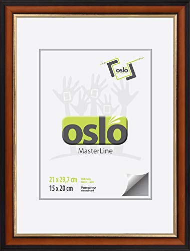 OSLO MasterLine Bilderrahmen Din A4 exakt 21 x 29,7 braun-schwarz-gold Holz Urkunden Format Foto Rahmen 30 x 21 von OSLO MasterLine