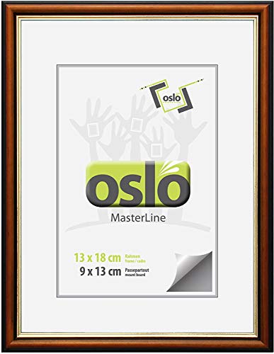 OSLO MasterLine Bilderrahmen 13 x 18 braun-schwarz-gold massiv Holz Echt-glas Fotorahmen Portraitrahmen von OSLO MasterLine