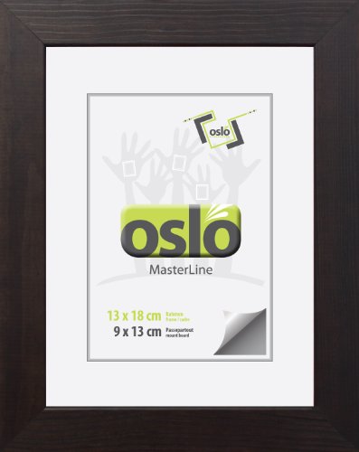 OSLO MasterLine Bilderrahmen 13 x 18 dunkel braun/schoko Holz massiv, zum Aufhängen und stellen Fotorahmen mit Echt-glas von OSLO MasterLine