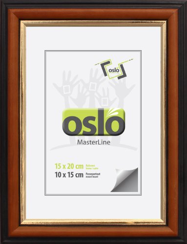 OSLO MasterLine Bilderrahmen 15 x 20 braun schwarz gold massiv Holz Innenrand goldfarben antik-optik Portrait-rahmen von OSLO MasterLine