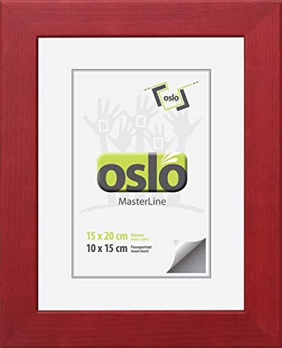 OSLO MasterLine Bilderrahmen 15 x 20 rot braun Holz FSC stabiler Aufsteller Echt-Glas Portrait-rahmen Foto von OSLO MasterLine