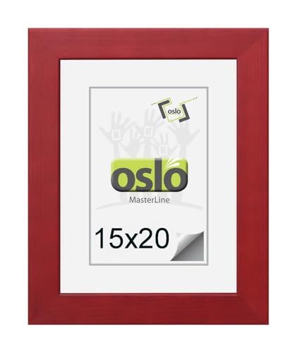 OSLO MasterLine Bilderrahmen 15 x 20 rot braun Holz FSC stabiler Aufsteller Echt-Glas Portrait-rahmen Foto von OSLO MasterLine