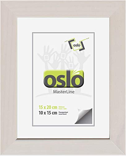 OSLO MasterLine Bilderrahmen 15 x 20 weiß gekalkt Holz FSC Portrait-rahmen mit Aufseller Echt-glas, Foto von OSLO MasterLine