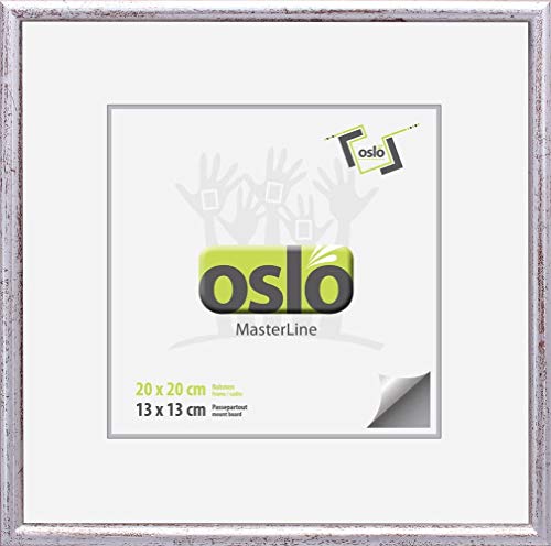 Bilderrahmen 20 x 20 Holz massiv silber marmoriert schmal zum Aufstellen und Hängen, Echt-Glas Bilderrahmen 20 x 20 Holz massiv silber marmoriert schmal zum Aufstellen und Hängen, Echt-Glas von OSLO MasterLine