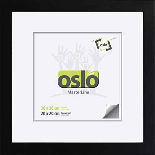 OSLO MasterLine Bilderrahmen 30 x 30 quadratisch schwarz Holz massiv zum Aufhängen Foto-rahmen Echtholz von OSLO MasterLine
