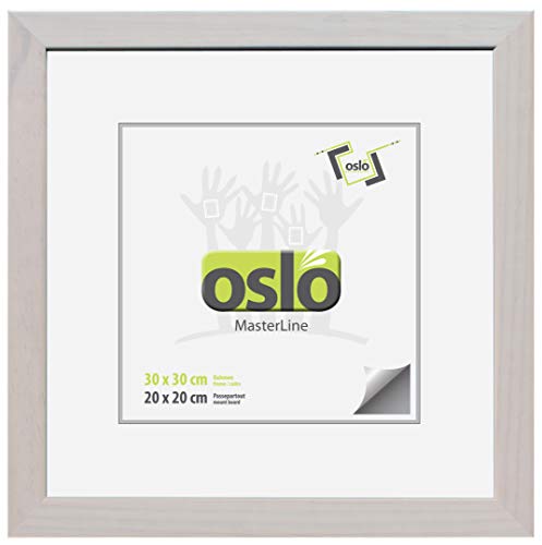 OSLO MasterLine Bilderrahmen 30 x 30 quadratisch weiß gekalkt shabby Holz (Maserung sichtbar) Echt-Glas Foto-rahmen von OSLO MasterLine