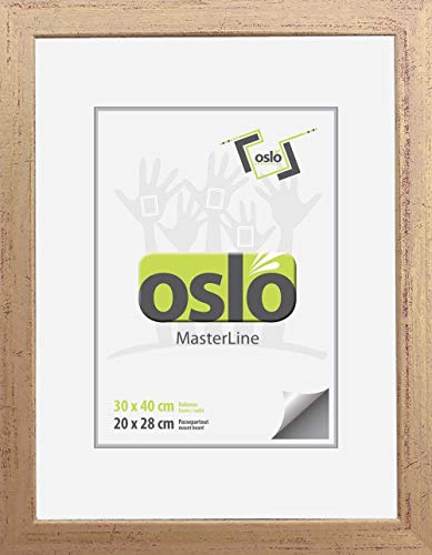 OSLO MasterLine Bilderrahmen 30 x 40 Gold Holz, Echt-Glas für Portraitfotos - Meisterbriefe - Foto-Rahmen Holzrahmen von OSLO MasterLine